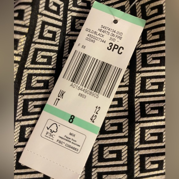 Kasper Hearts on Fire 3PC Lined Pant Suit. Blazer, Top & Pants Gold/Black NWT - Picture 11 of 14